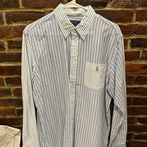 Ralph Lauren Blue and White Casual Button Down Shirt Oxford Size L